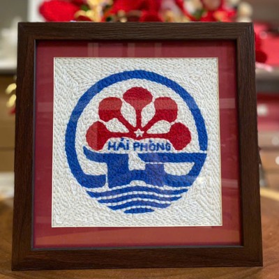 Tranh Thêu Len Nổi Logo Hải Phòng 25x25cm